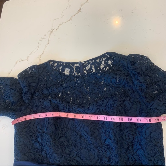 Navy Blue Formal Dress w/ Bead & Lace Detail Size 14 NWOT by Jade - Picture 7 of 15
